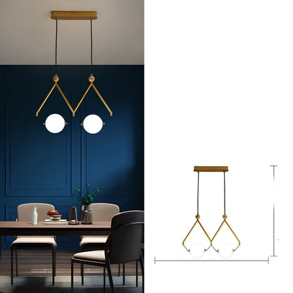 Multi-head LED pendant lamp with glass shades in black or gold, measuring 45-120cm diameter