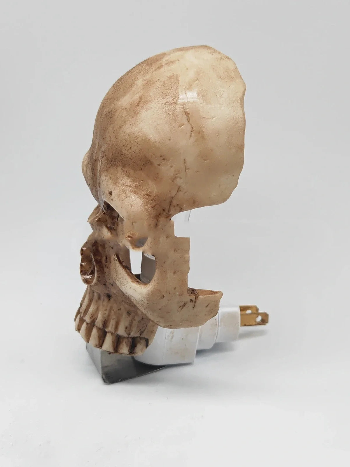 Skull decorative night light measuring 12x8x4cm with plug-in design for US outlets