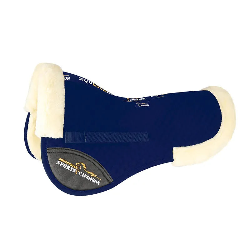 Equestrian riding saddle pad wool shock absorber in black colour with waist protection design