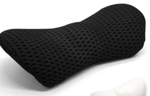 Ergonomic lumbar support pillow with grey 4D mesh fabric cover and memory foam core