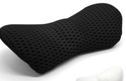 Ergonomic lumbar support pillow with grey 4D mesh fabric cover and memory foam core
