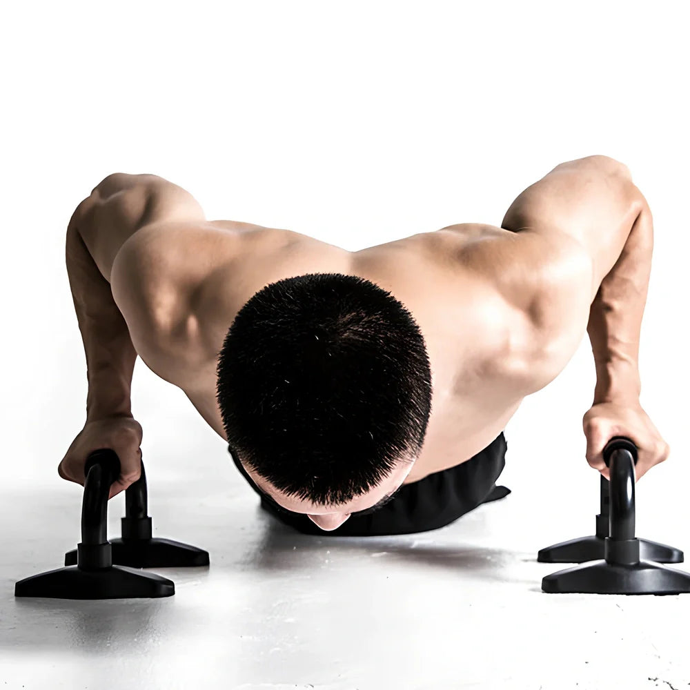 I-shaped push-up bracket with adjustable 10-13cm height, 21cm length, for chest and abdominal training
