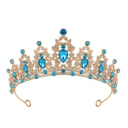 Baroque crown bride headdress in alloy with rhinestone embellishment on a white background.