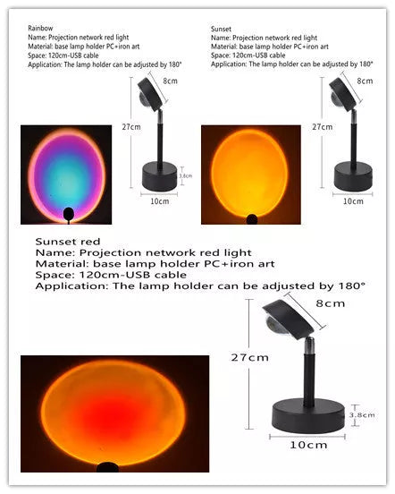 WiFi LED Sunset Projector Light with 16 color options and smart control