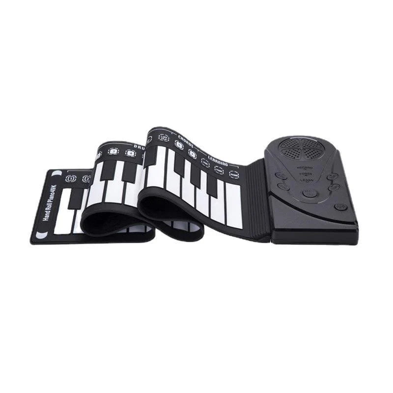 Portable 88-key digital piano with flexible, roll-up design for easy transportation and storage