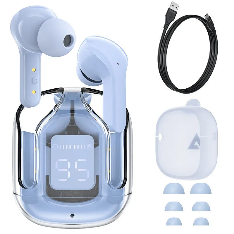 LED power digital display mini wireless Bluetooth headset in five colours with silicone case