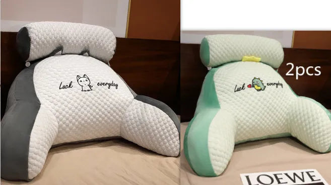 Reading lumbar support cushion in 60x40cm and 70x50cm sizes with embroidery design