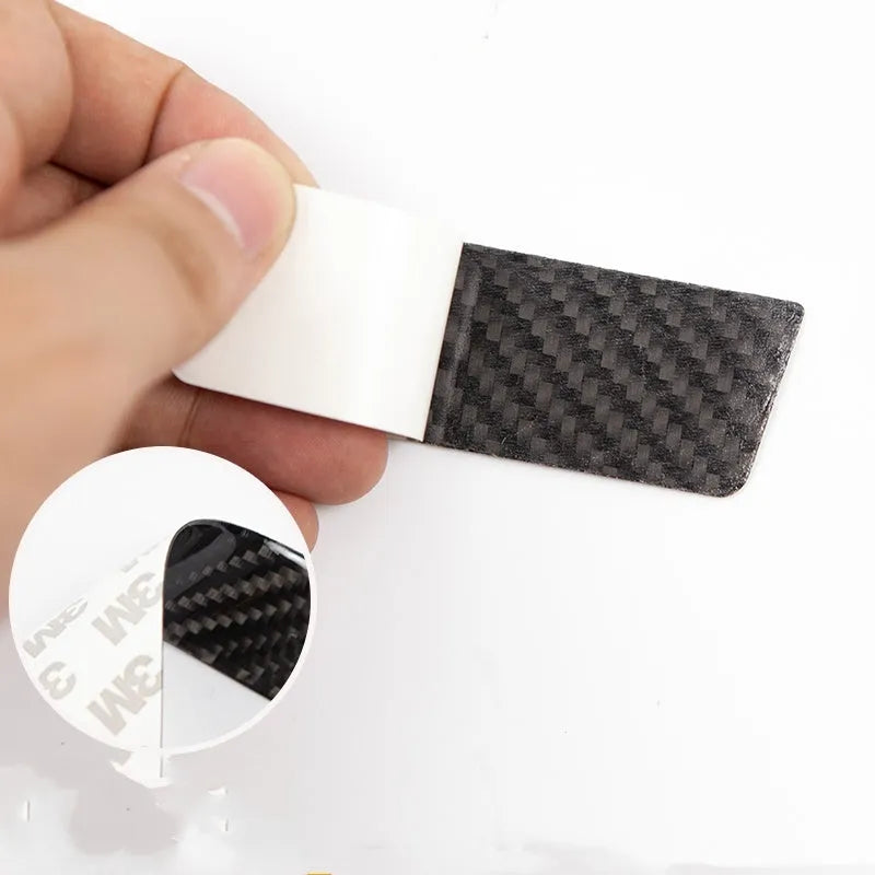 Set of four carbon fibre door handle protective stickers for Tesla Model S with adhesive backing