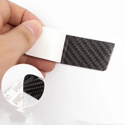 Set of four carbon fibre door handle protective stickers for Tesla Model S with adhesive backing