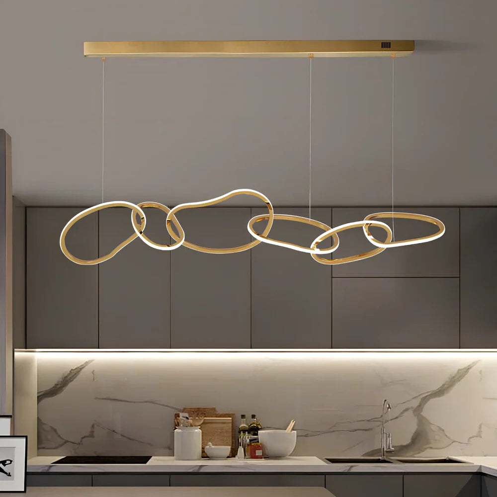 Postmodern minimalist dining chandelier with rattan and glass LED lighting