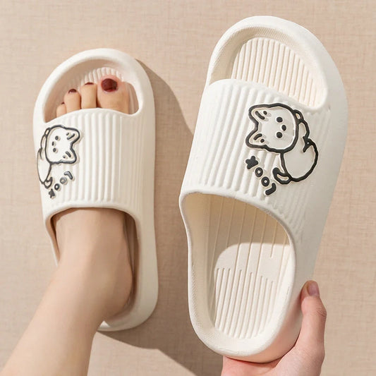 Women's cat slippers with non-slip soles in various colors