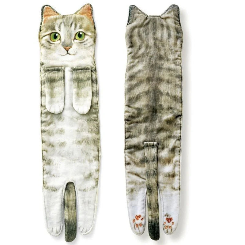 Playful cat-shaped hand towels for bathroom and kitchen use