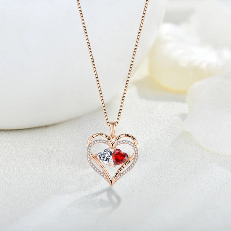 Elegant S925 silver double heart necklace with rhinestone accents, a beautiful and versatile Valentine's Day gift