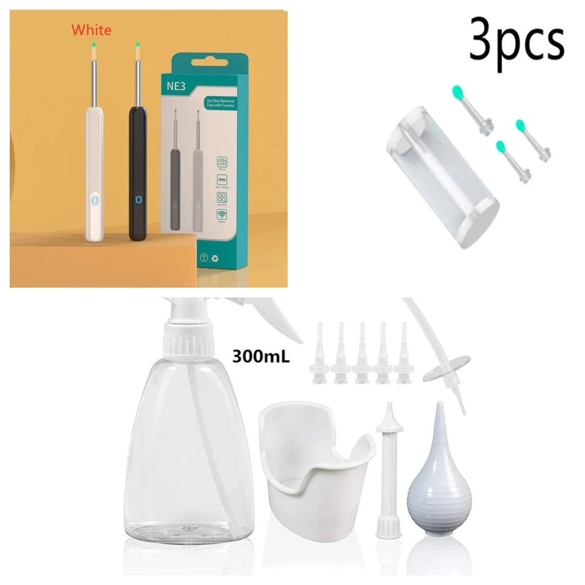 Wireless otoscope with 360-degree HD camera and LED light for safe and effective earwax removal