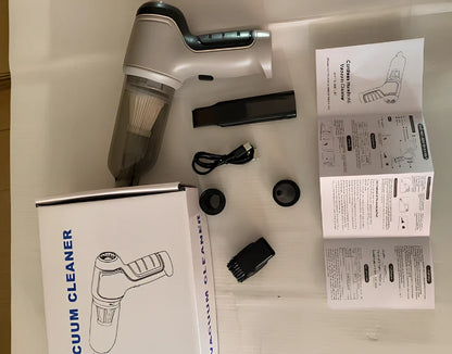 Portable cordless vacuum cleaner with USB charging for car and home use