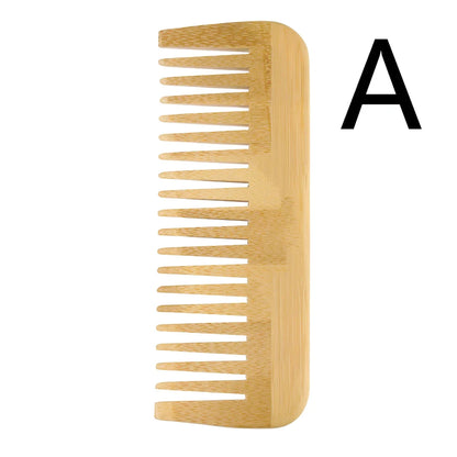 Yellow Phoebe wood massage comb set with three pieces showing rounded teeth and natural wood grain