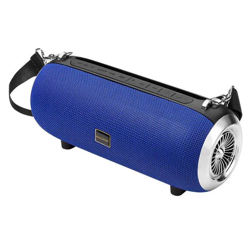 F666 Mini portable Bluetooth speaker in black with retractable FM antenna and shoulder strap.