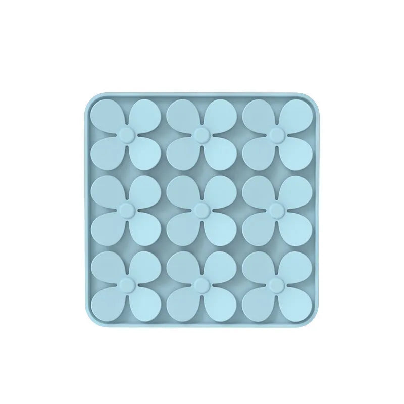 Washable silicone dog sniffing pad in green, blue, beige, or grey for pet treat-hiding play