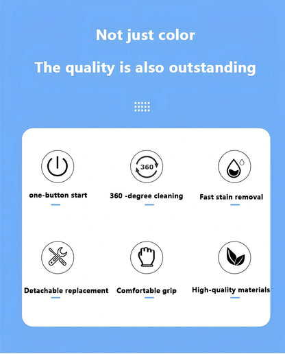 Electric cleaning brush with pink housing and multiple brush attachments for kitchen and bathroom surfaces