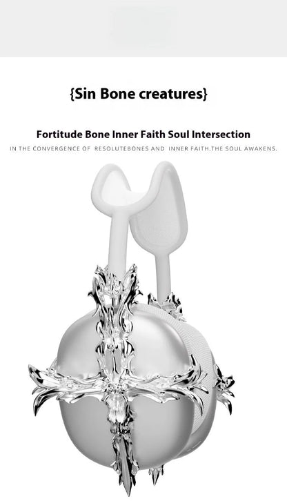 Gothic cross design hard resin case for Apple AirPods Max headphones in silver colour