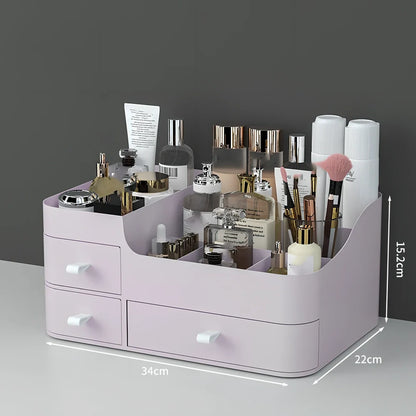 Rectangular toiletries organiser in white with Nordic design on wooden desktop