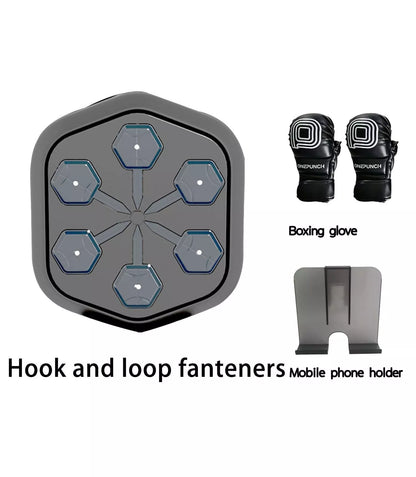 Smart Music Boxing Machine with Bluetooth connectivity and boxing gloves