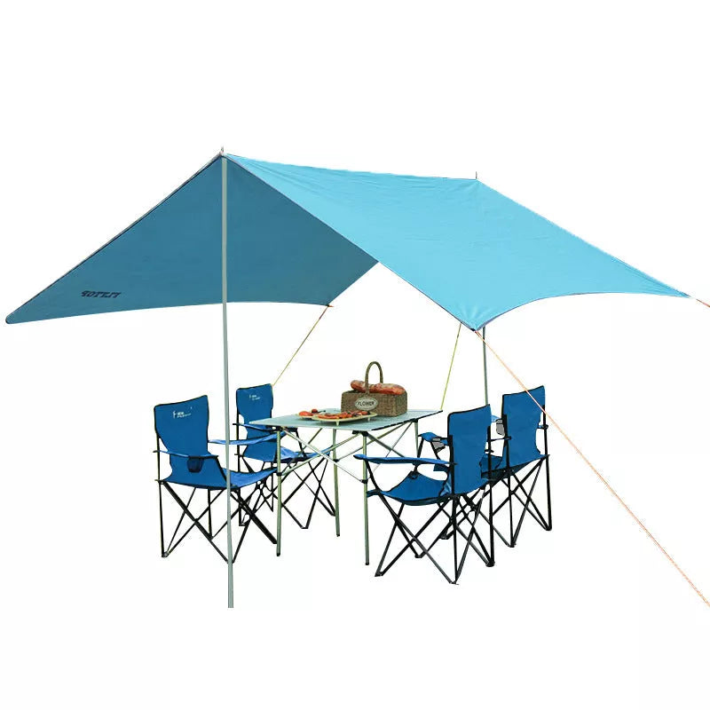 Sun Shade Camping Canopy Tent in fruit green, sky blue, dark green, and orange