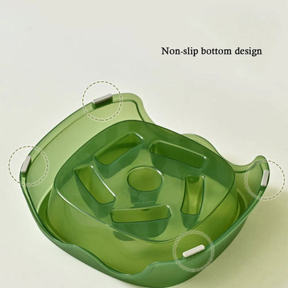 Blue anti-choking slow feeder plastic dog bowl for puppies and dogs