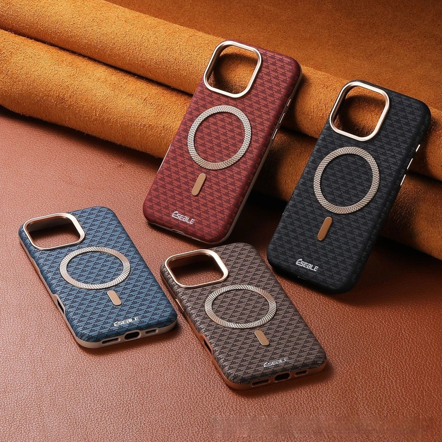 Triangle shield magnetic suction phone case in black with shockproof protection for iPhone