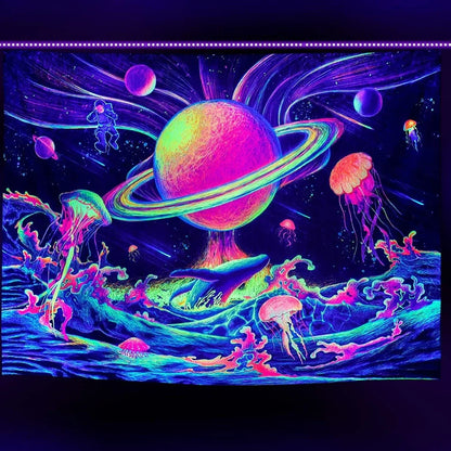 Brushed polyester wall tapestry showing texture detail and rectangular shape with size options from 95cm to 230cm