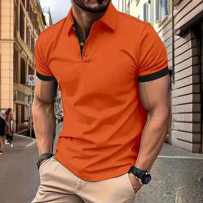 Men's short-sleeve casual polo shirts in a variety of vibrant colors and sizes