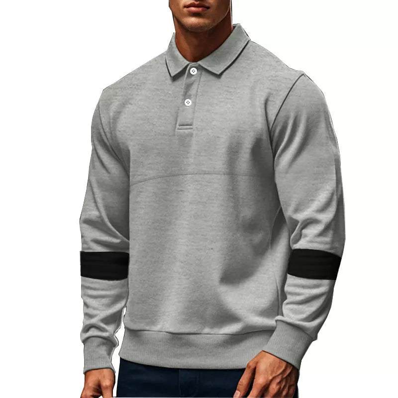 Men's long-sleeved lapel polo shirt in various colors for casual wear
