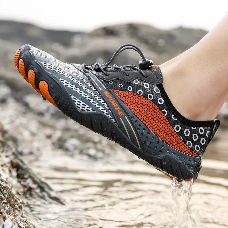 Five-finger shoes for diving and fishing with non-slip rubber soles and breathable mesh