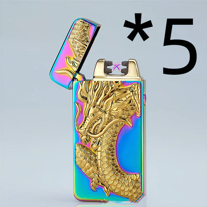 USB charging windproof lighter with ice pattern designs and metal body measuring 73.5mm