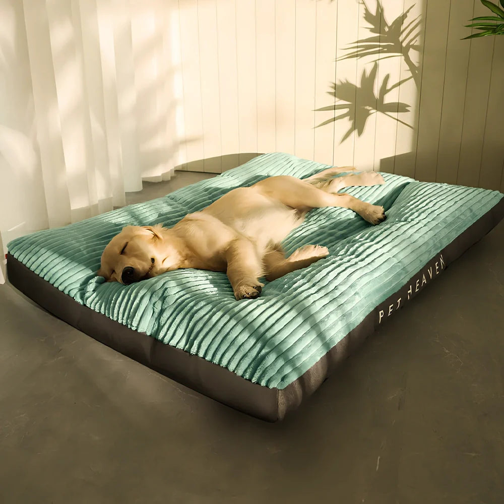 Green cut velvet removable washable dog kennel mat, extra-large 120x95x7cm for pets up to 100kg with PP cotton filling