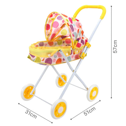 Metal baby stroller toy for girls with realistic design for role-play development