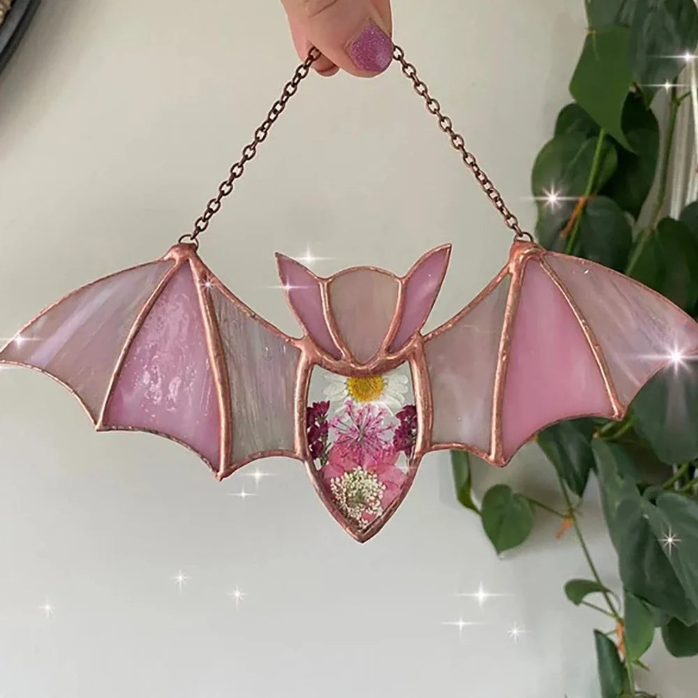 Colourful acrylic bat pendant, 15cm wide, for Halloween haunted house home decorations