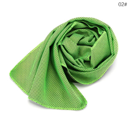 Microfiber cooling towel in blue, 30x90 cm size, for instant chill during gym and running with UPF 50 protection