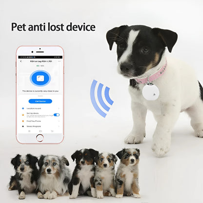 White plastic Bluetooth pet tracker 40x40x10mm anti-lost tag for dog or cat collar attachment