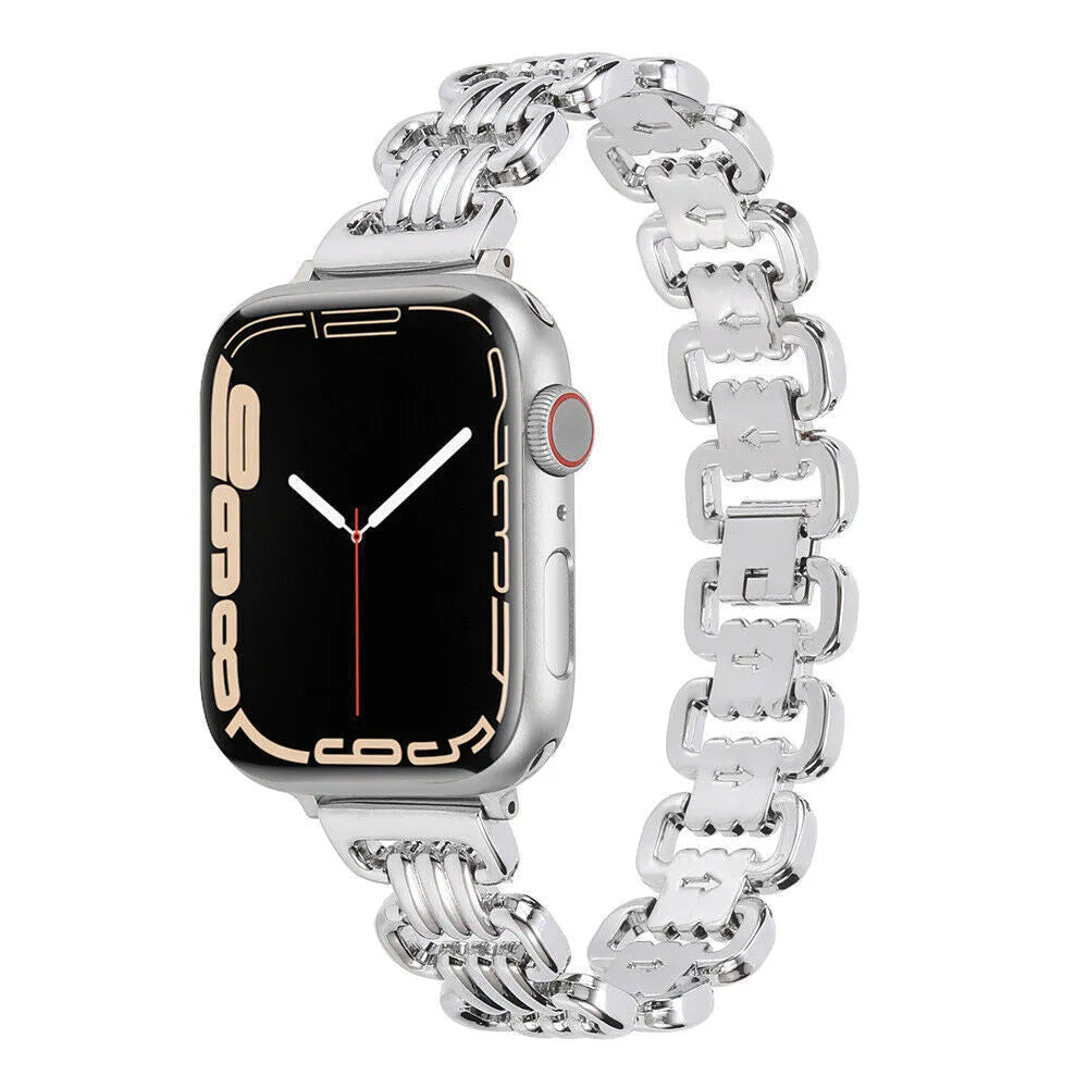 Alloy metal ladies watch bracelet for Apple Watch in silver, black, gold, rose gold, Starlight colours