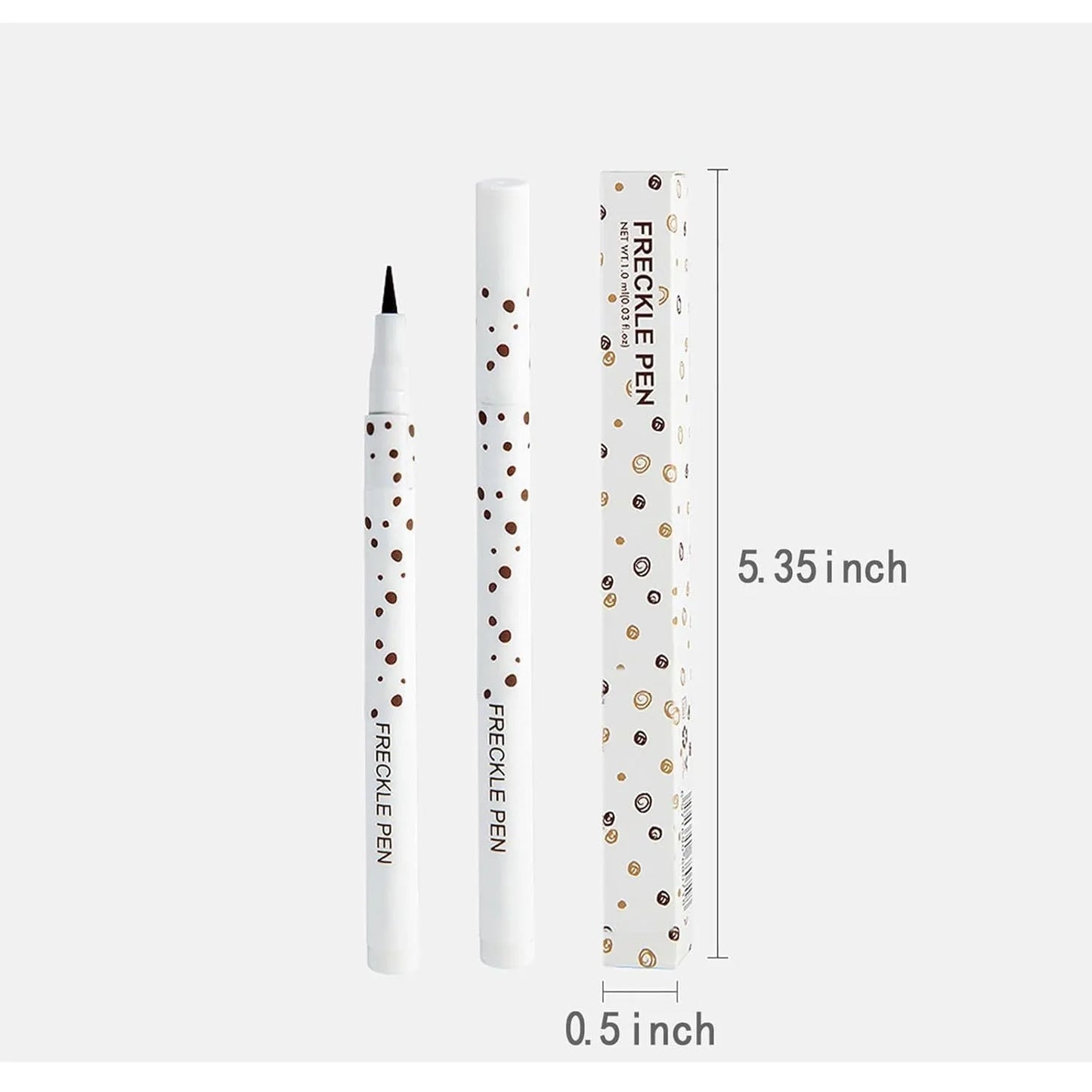 Dark brown waterproof freckle pen with precision tip for natural-looking fake freckles and face tattoos.