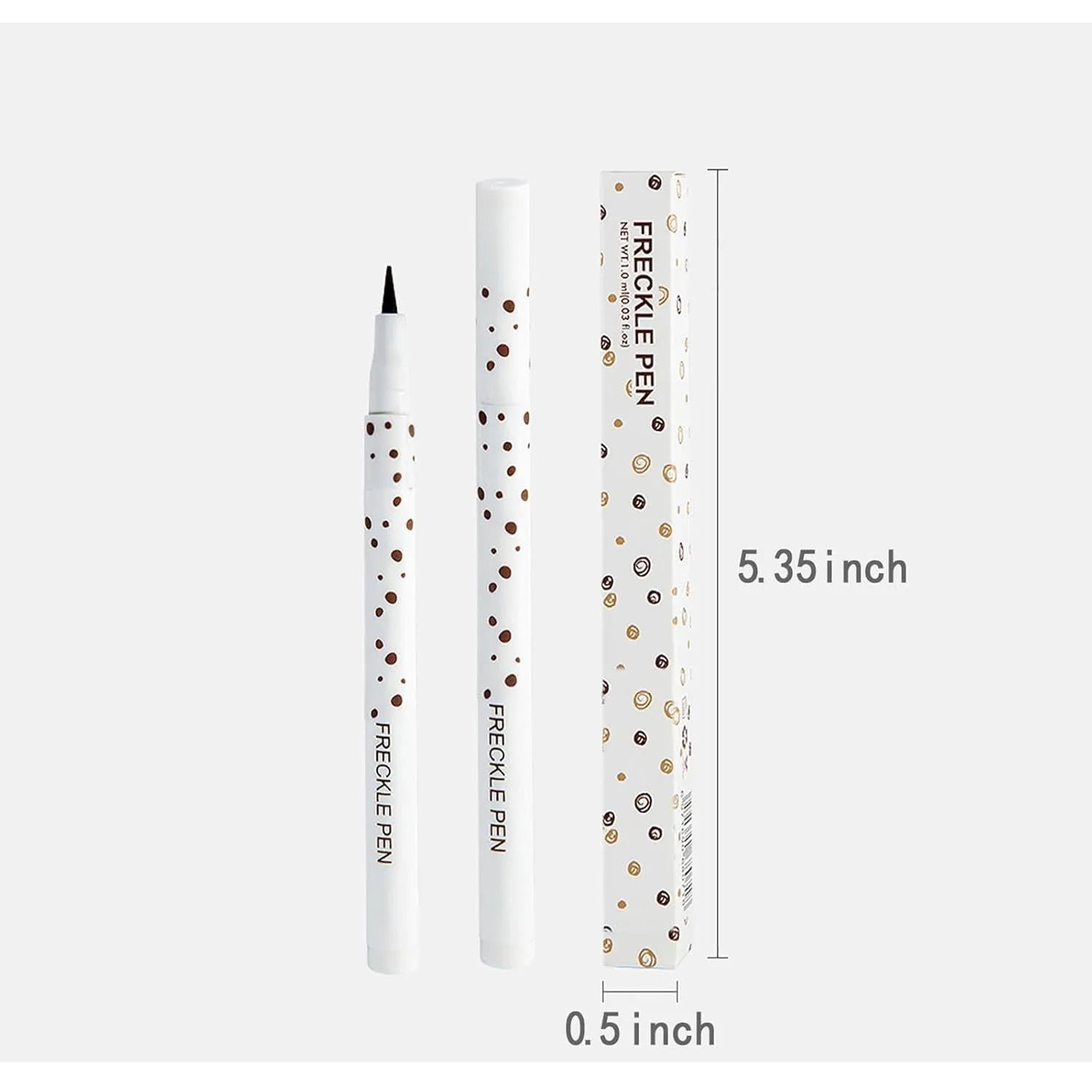 Dark brown waterproof freckle pen with precision tip for natural-looking fake freckles and face tattoos.