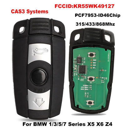 BMW CAS3 replacement remote car key fob with three buttons and an uncut metal copper blade.