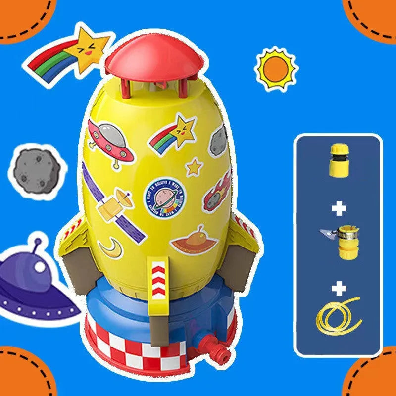 Outdoor water pressure rocket launcher toy for children's garden play with plastic construction