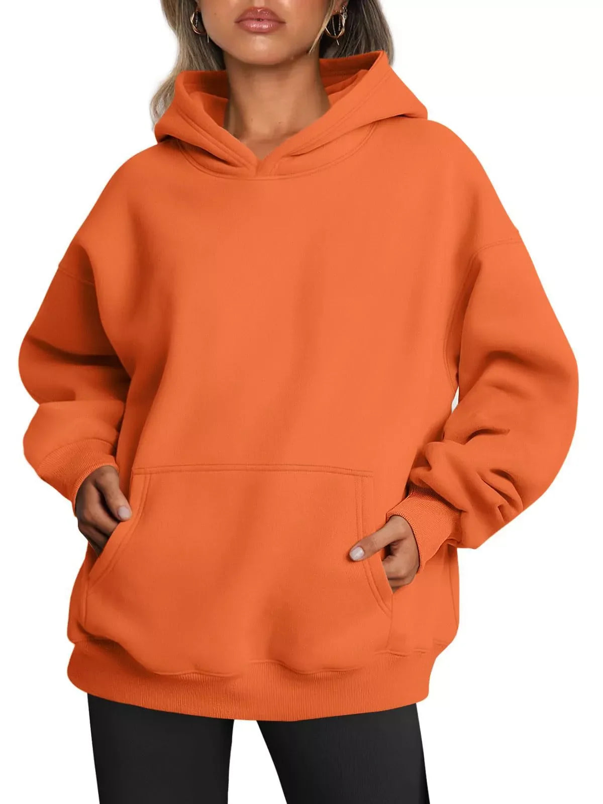 Women's oversized fleece hoodie with pocket in various colors