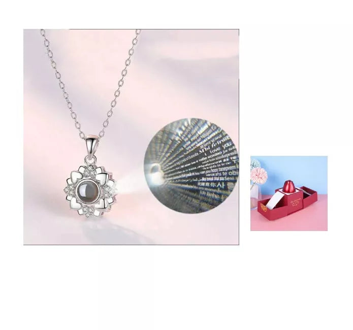 Valentine's Day metal rose jewelry gift box necklace with adjustable crystal design