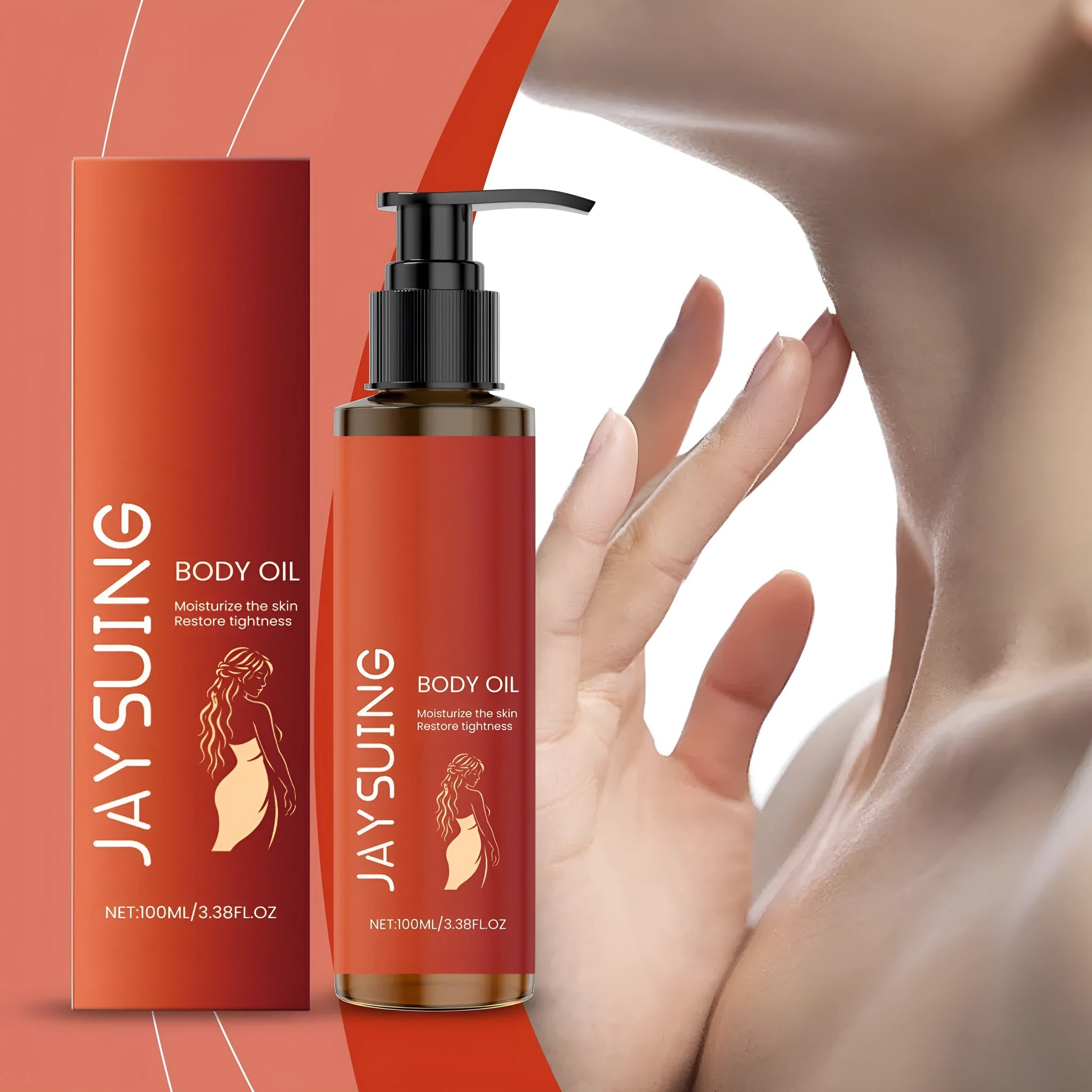 100ml bottle of body firming massage oil with rose oil fragrance