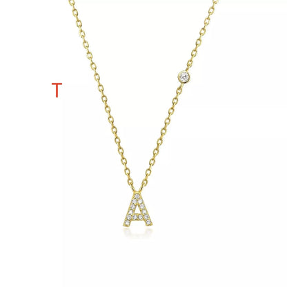 Custom Initial Necklace with sparkling CZ pendant, available in gold or silver finish