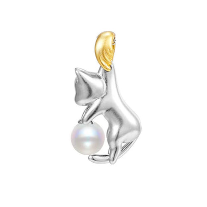 925 sterling silver clavicle chain with cat charm and electroplating for durability