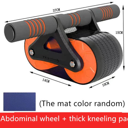 Dual-wheel abdominal roller with sweat-absorbent grip handle for intense core workouts